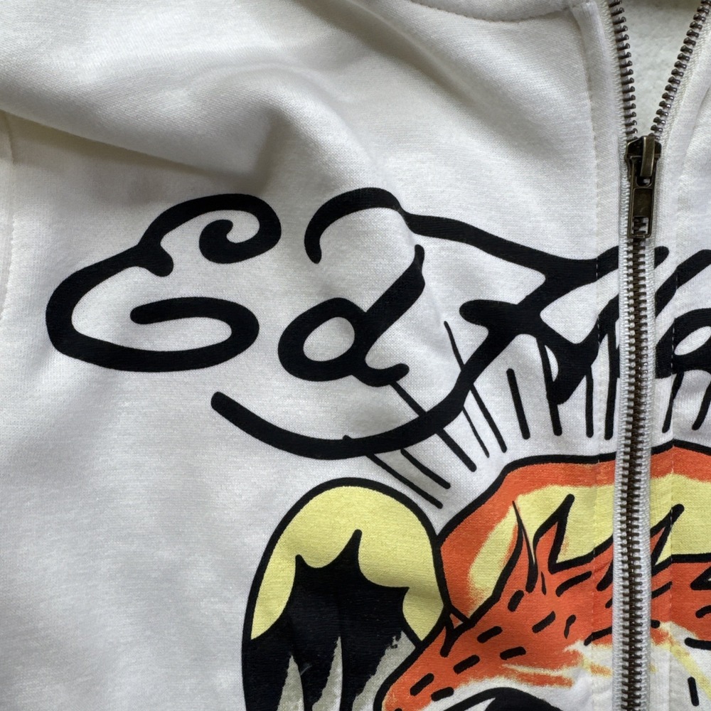 Ed Hardy Eagle Graphic Full Zip Hoodie Ivory Mens Size L NWT Tattoo art - Picture 3 of 16